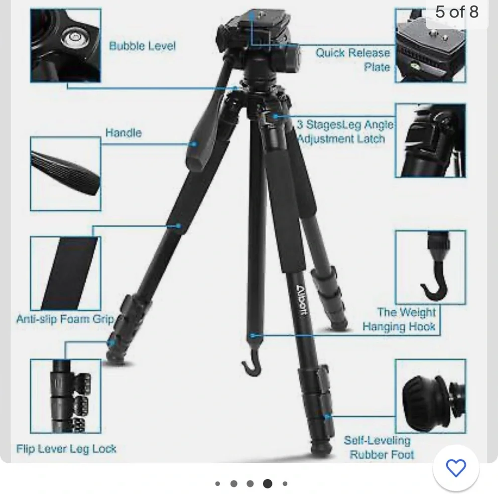 Albott -3402 Camera Tripod, 60 Inch Compact Travel DSLR Tripod with Phone Stand